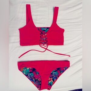 Pink Lace-up reversible Maaji bikini set size M